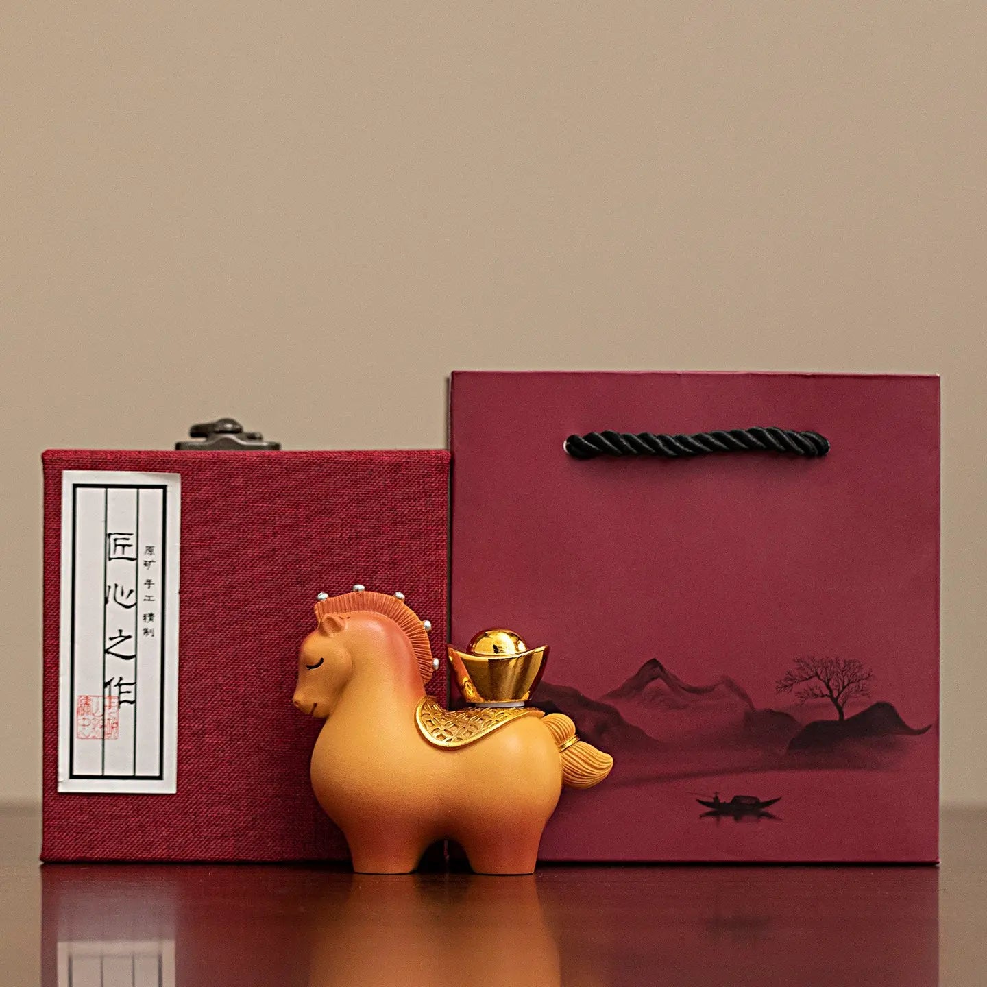 Custom Horse Figurine Gift Set Prosperity Feng Shui Horse Statue with Gift Box | Corporate & Business Gifts TED