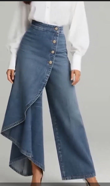 Womens Wide Leg Printed Pants  Casual Mid Waist Loose Fit Trousers | Trendy Streetwear Long Pants TED