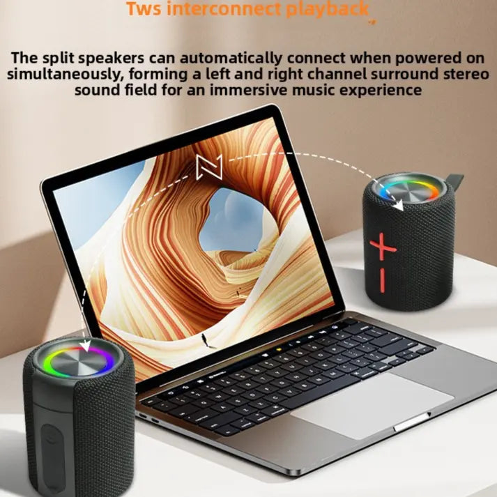 Portable Bluetooth Speaker with LED Light Waterproof Wireless Speaker with TF Card & Call Function TED