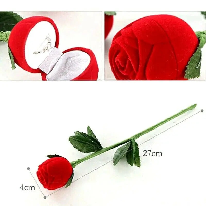Rose Ring Gift Box – Romantic Red Flower Jewelry Box for Proposal & Anniversary CJ