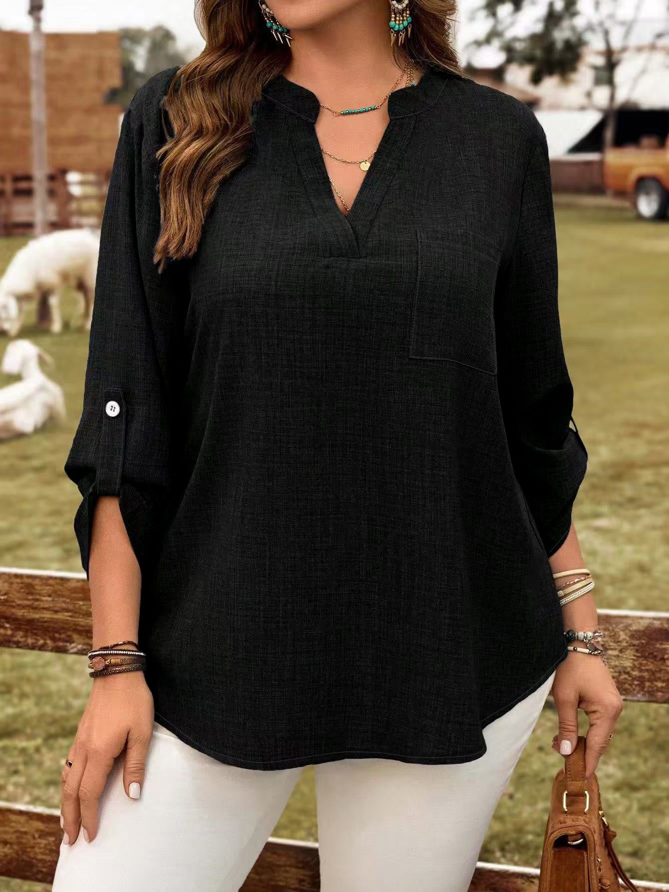 Womens Plus Size Casual Blouse - Loose Fit Casual Pullover Blouse | Free Shipping