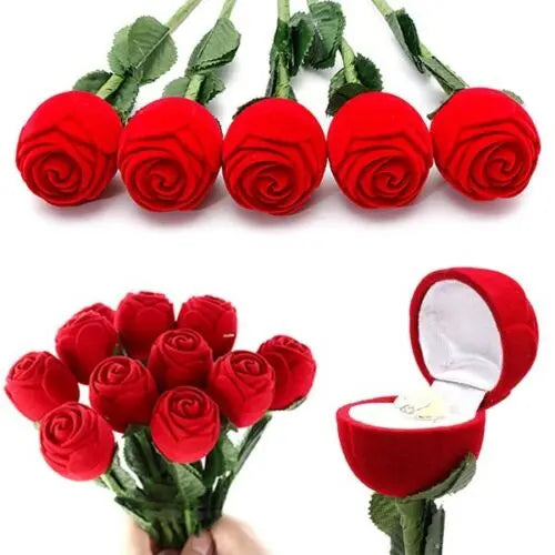 Rose Ring Gift Box – Romantic Red Flower Jewelry Box for Proposal & Anniversary CJ