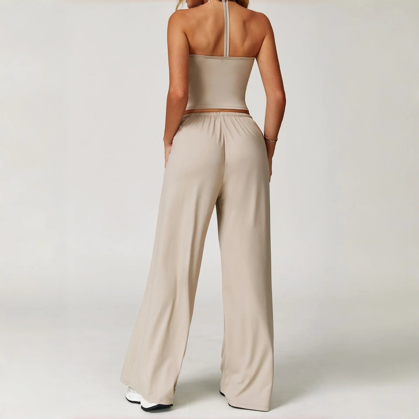 Womens Quick-Dry Activewear Set  Hooded Sports Top & Wide Leg Pants | Breathable Yoga & Casual Workout Outfit