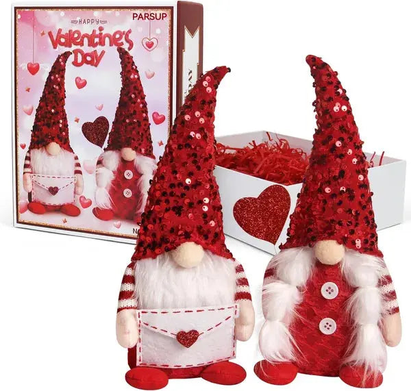 Valentine’s Day Gnome Gift Set – 2PCS Plush Swedish Elf with Heart Balloon Décor CJ
