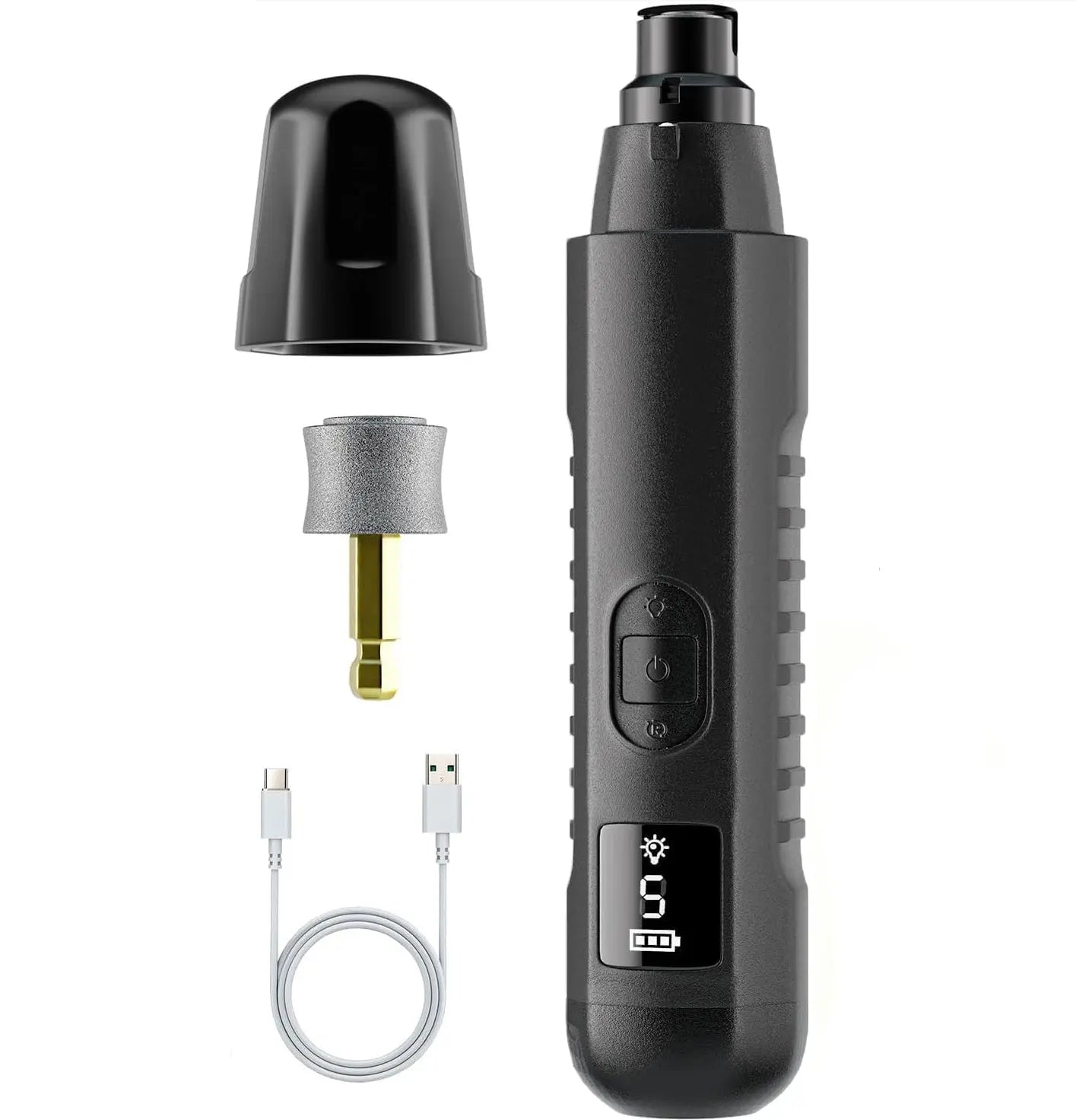 Silent Groom Pro Dog Nail Grinder – Rechargeable 5-Speed Pet Nail Trimmer with LED Light | Quiet Grooming Tool for Dogs & Cats CJ