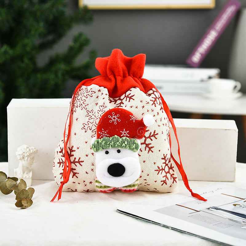 Christmas Linen Tote Gift Bag – 3D Printed Holiday Gift Bag for Parties