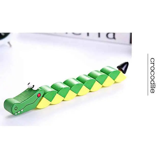 Colorful Wooden Worm Puzzle Toy – Montessori Educational Twisting Toy for Kids
