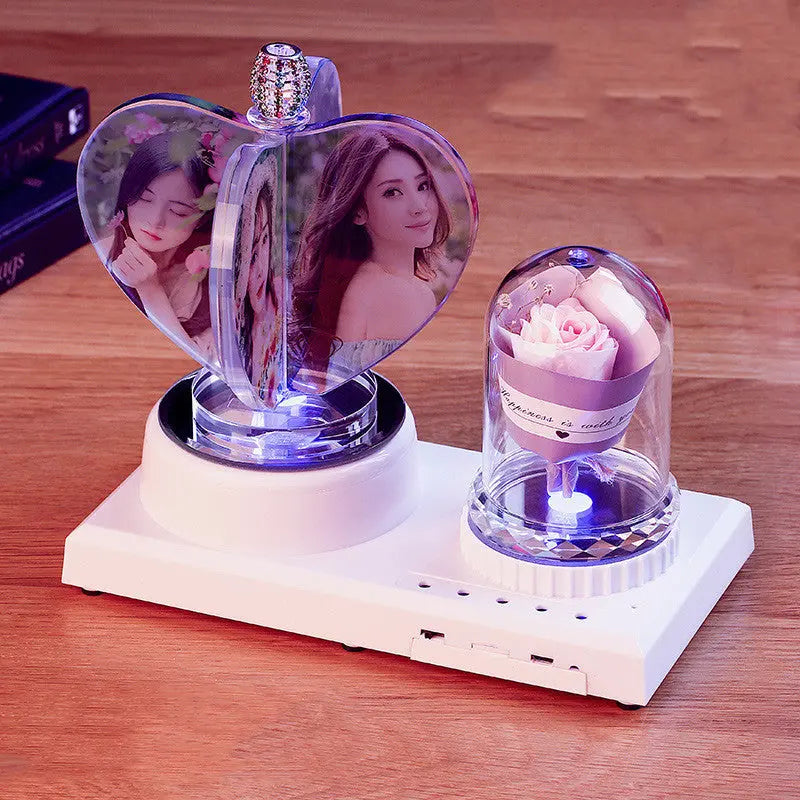 Rotating Crystal Music Lamp Gift Set – Romantic LED Photo Album & Rose Gift CJ