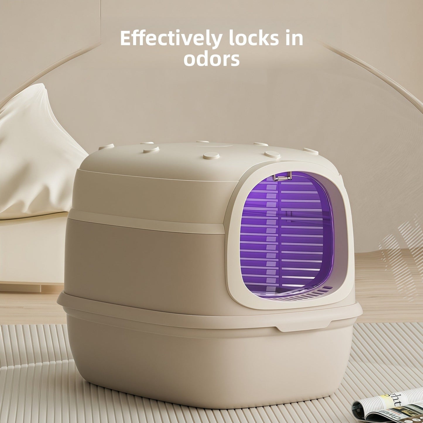 Fully Enclosed Cat Litter Box with UV Sterilization - Extra Large Odor-Control Cat Toilet | Covered Hygienic Litter Box TED