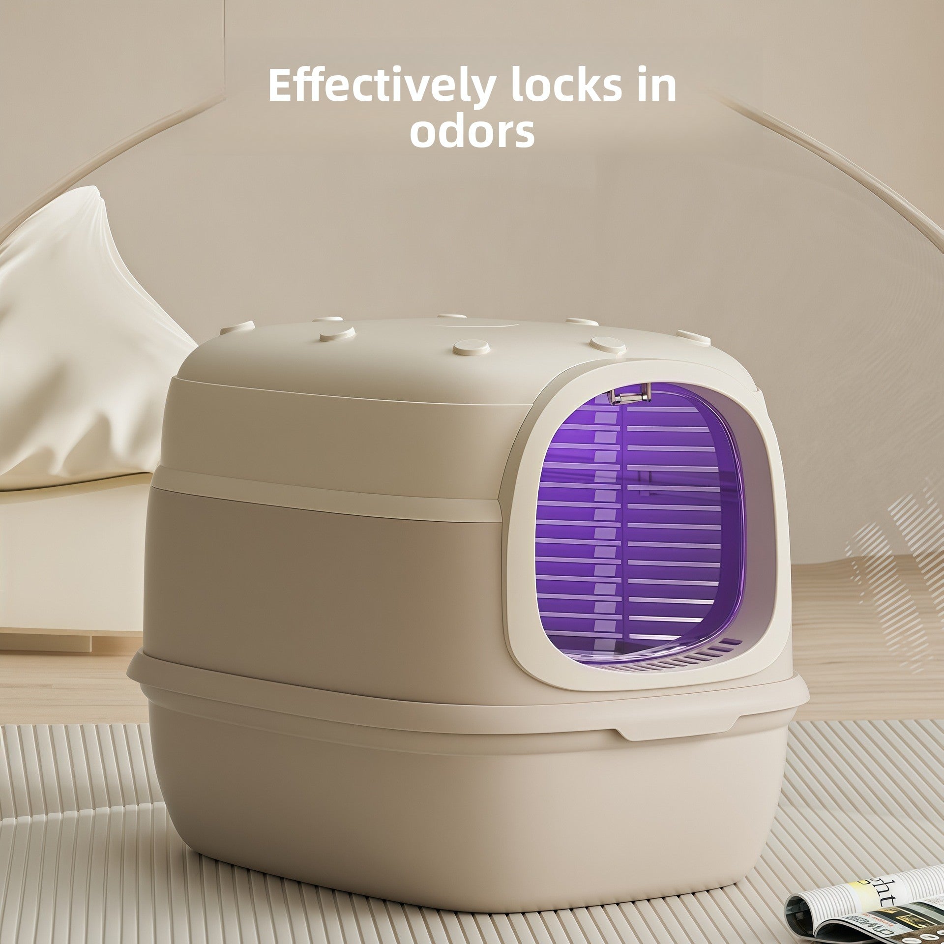 Fully Enclosed Cat Litter Box with UV Sterilization - Extra Large Odor-Control Cat Toilet | Covered Hygienic Litter Box TED