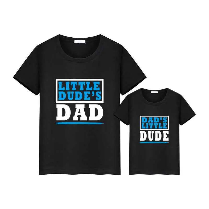 Father And Son Summer Short-Sleeved T-Shirt Cartoon Letter Printing DAD Dad And Son