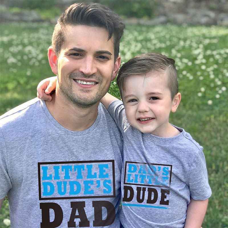 Father And Son Summer Short-Sleeved T-Shirt Cartoon Letter Printing DAD Dad And Son