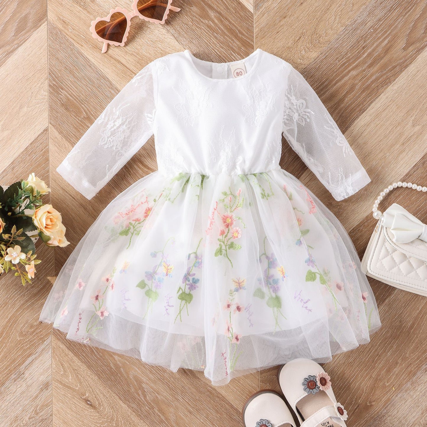 Girls Embroidered Floral Princess Dress | Girls Floral Party Dress - EverCharm Gifts