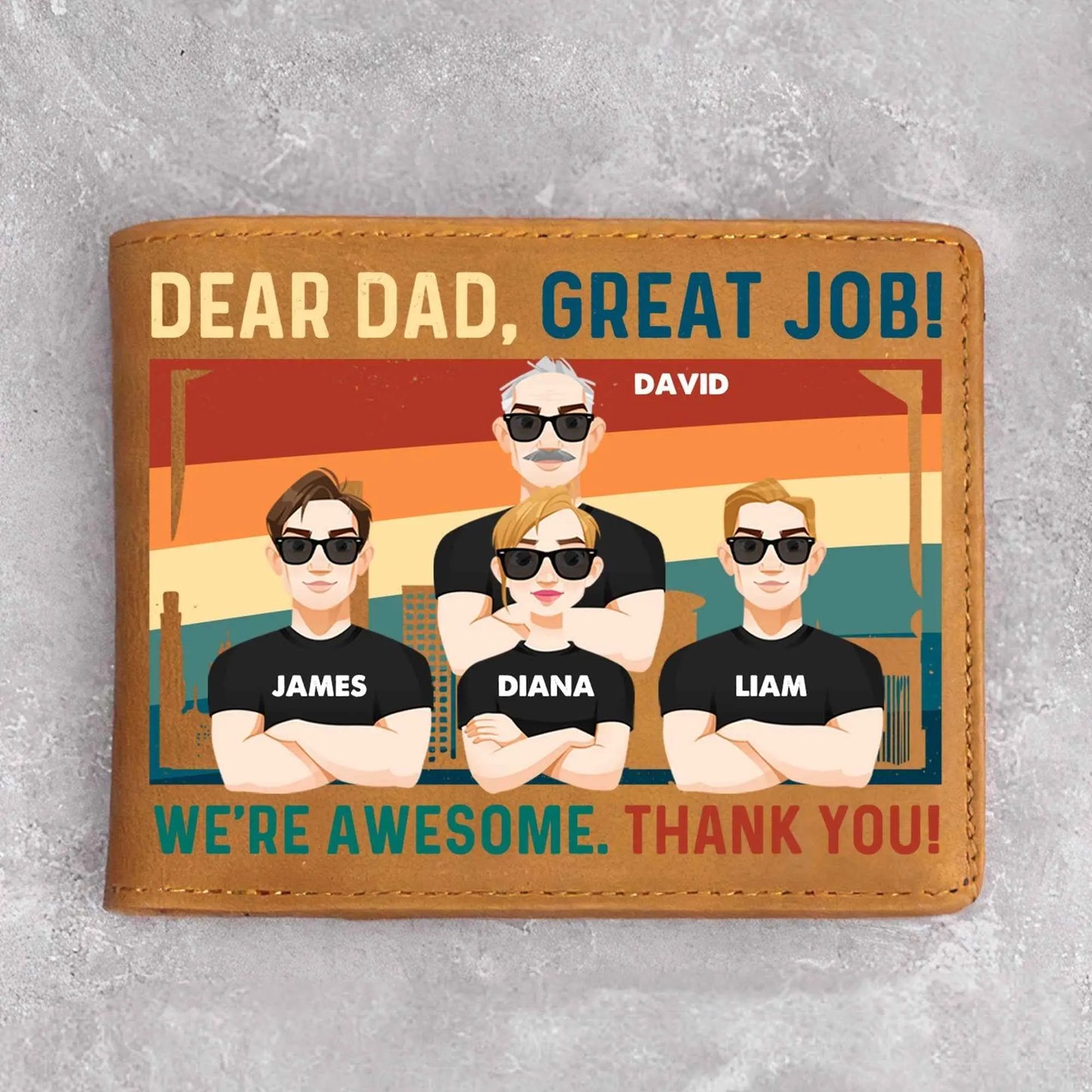 Personalized Leather Wallet-Dear Dad, Great Job We're Awesome