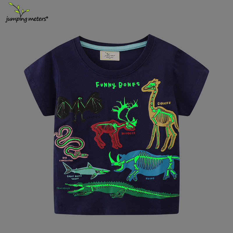 Kids Glow in the Dark T-Shirt | Summer Cartoon Cotton Short Sleeve Tee for Children - EverCharm Gifts