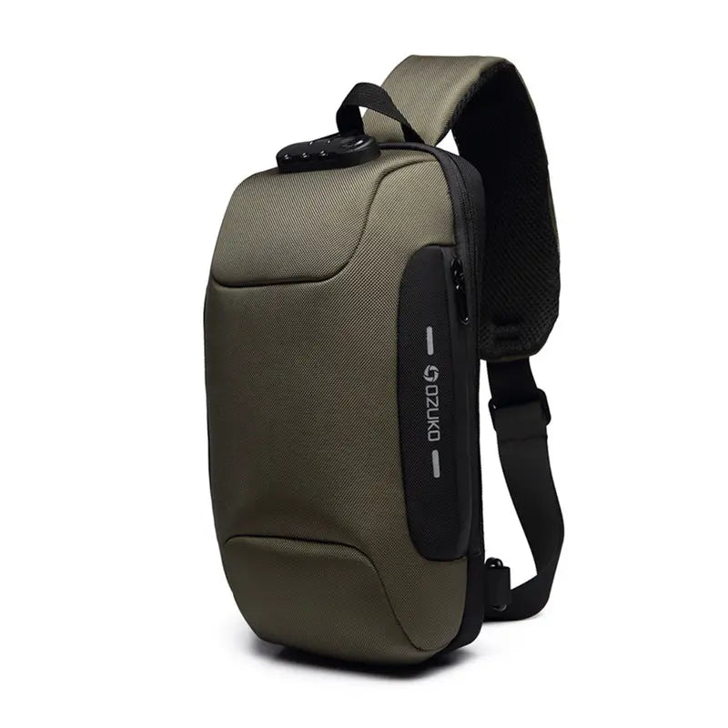 Mens Anti-Theft Chest Bag with USB Port Waterproof Tactical Sling Bag for Travel TED
