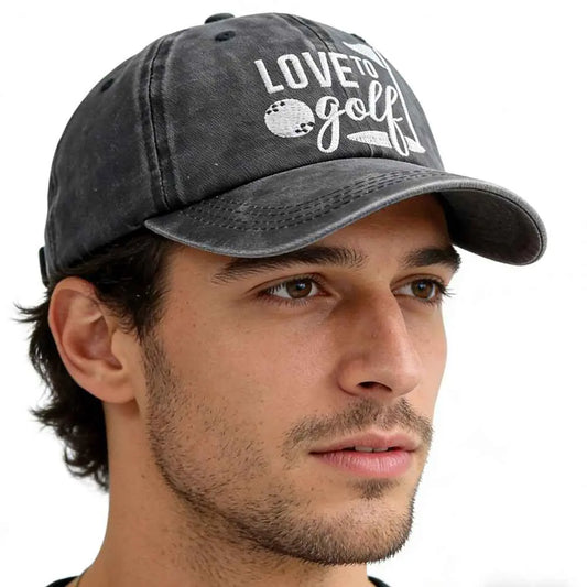 Golf Hats For Men ,Adjustable Embroidered Wash Cotton Baseball Cap