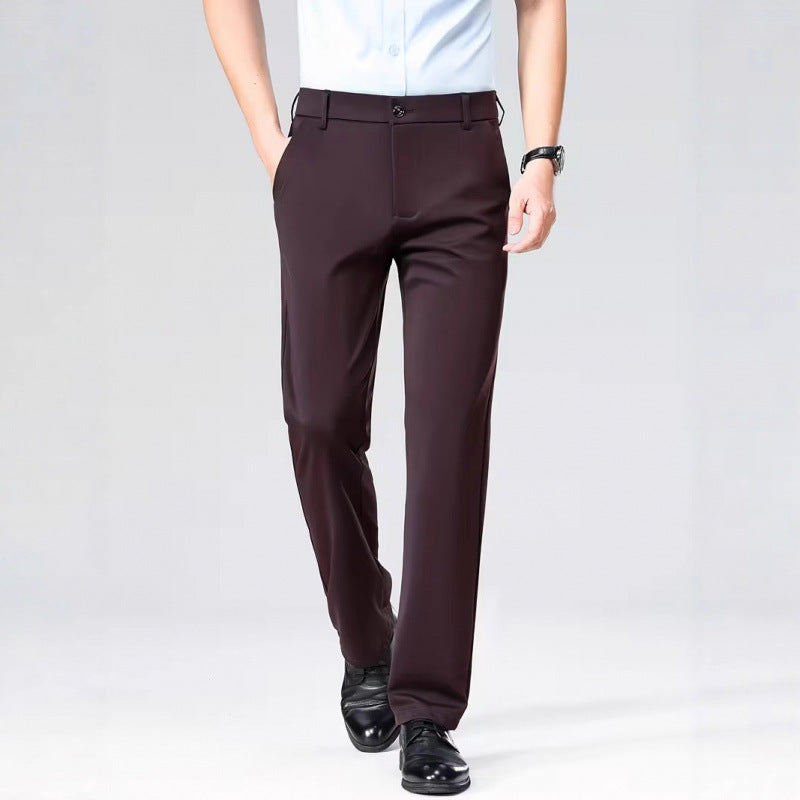 Mens Wrinkle-Resistant Straight Leg Trousers - Lightweight Casual Dress Pants | Comfortable Business & Everyday Wear TED