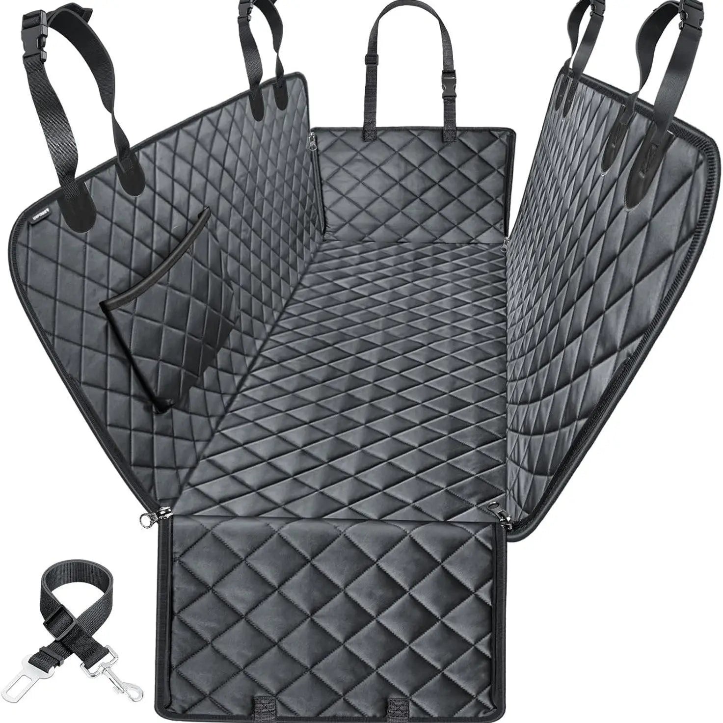 Dog Car Seat Cover – Waterproof Pet Car Mat with Sponge Padding | Non-Slip Backseat Protector for Dogs CJ
