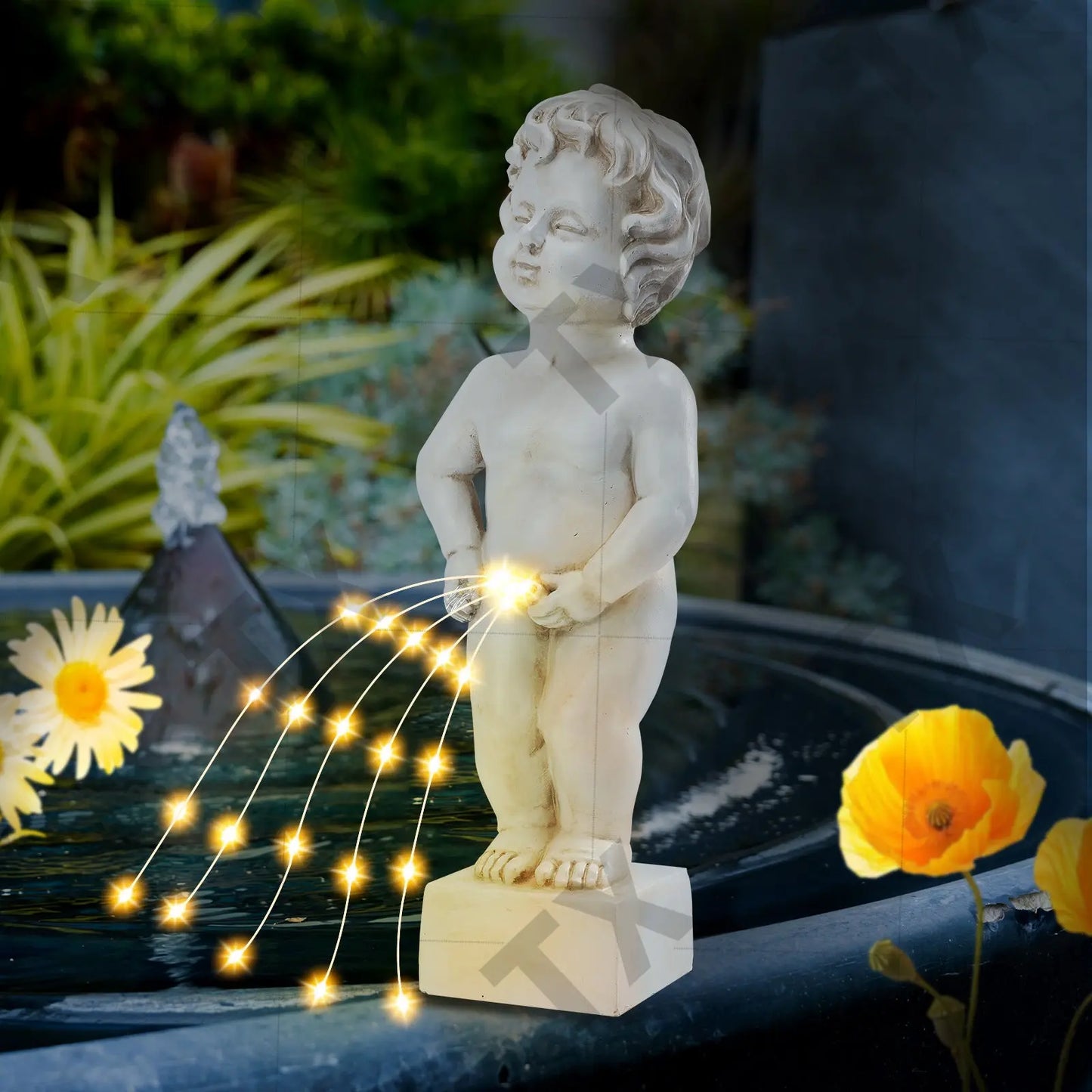 Angel LED String Light Statue - European Style Resin Garden Ornament | Decorative Courtyard & Desktop Atmosphere Light TED