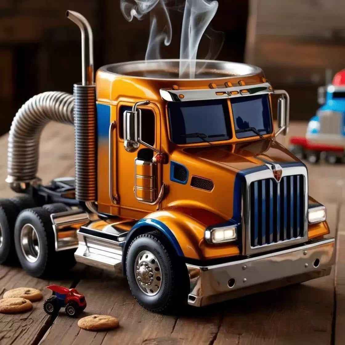 Handmade Resin Big Truck Cup Holder - Creative Multi-Color Drink Holder | Decorative Car & Desk Accessory