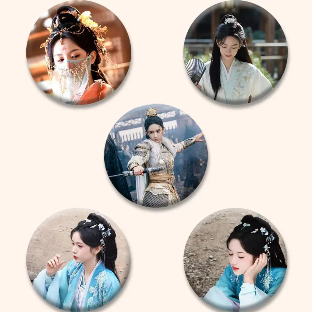 Celebrity Badge Pins Set - Jinyue Ruge, Chenglei & Zhouye Fan Merch | 58mm Metal Brooches & Backpack Accessories TED