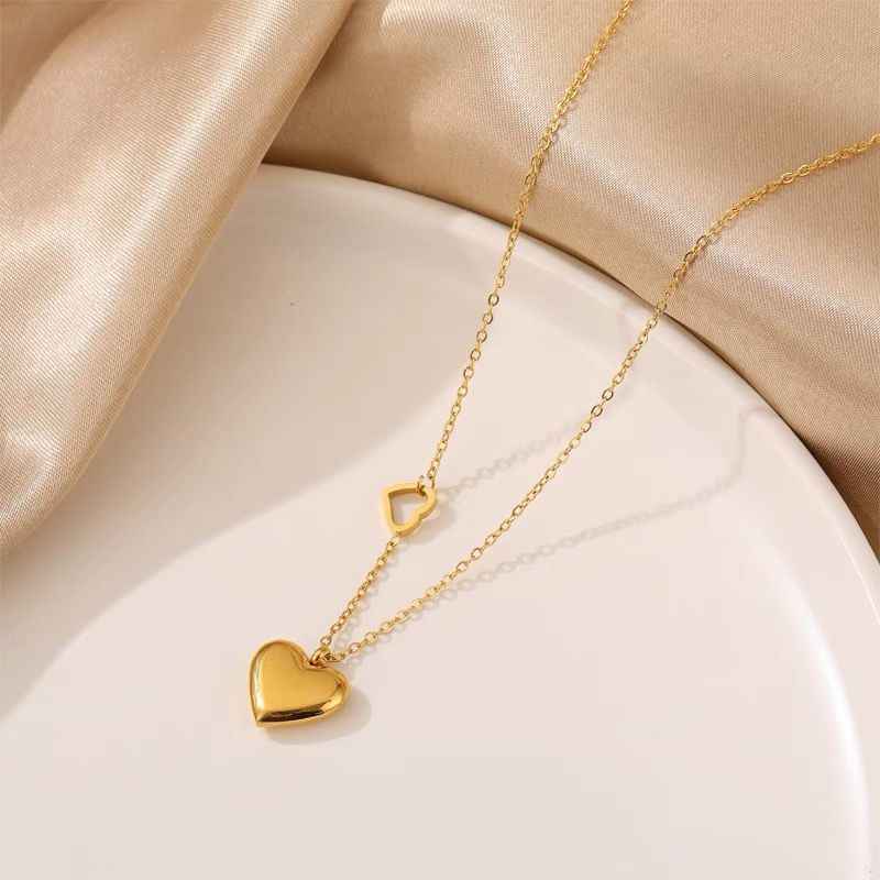 Rose Gold Heart Necklace - Full Diamond Zircon Pendant (Elegant Gift for Her)