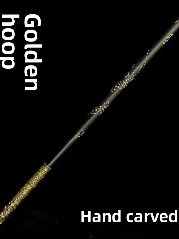 Sun Wukong Golden Staff Replica  Hand-Carved Wooden Desk Display Ornament TED