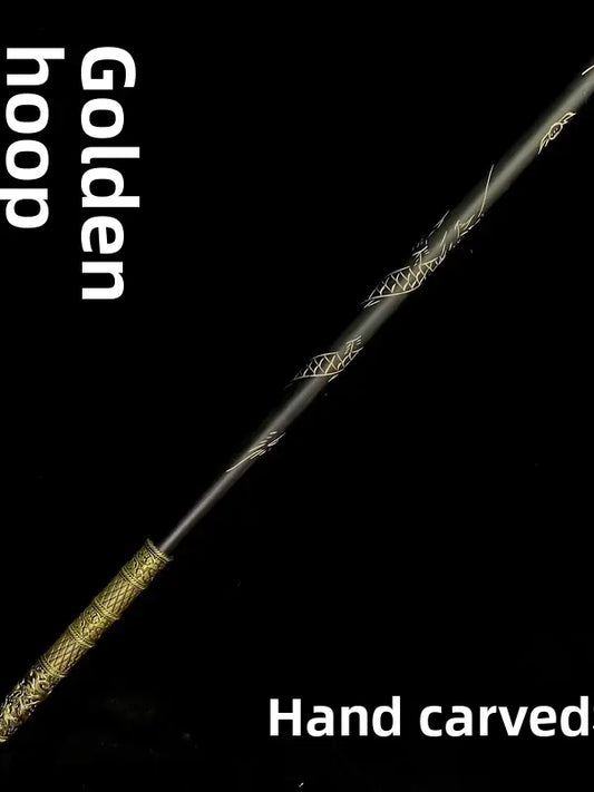 Sun Wukong Golden Staff Replica  Hand-Carved Wooden Desk Display Ornament TED