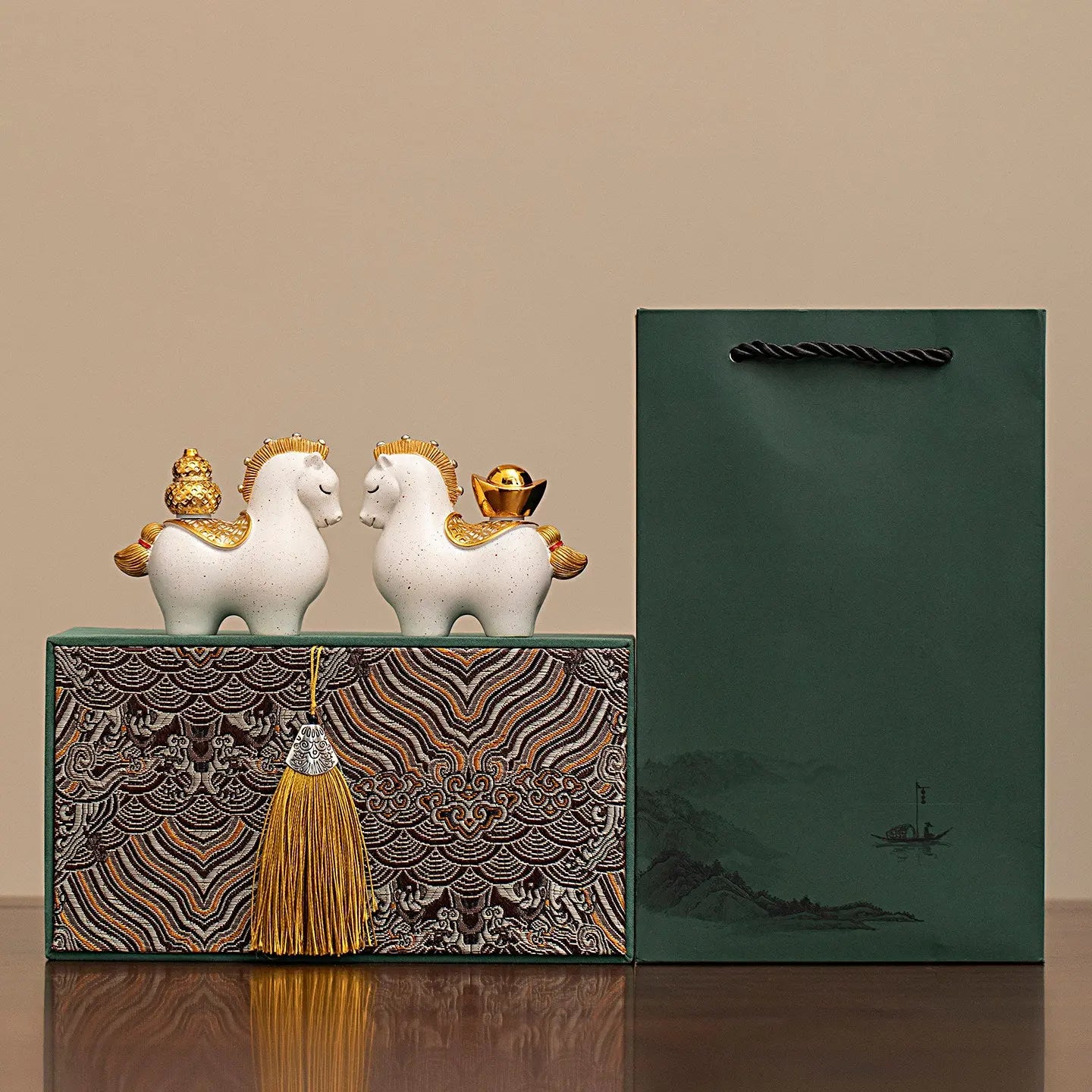 Custom Horse Figurine Gift Set Prosperity Feng Shui Horse Statue with Gift Box | Corporate & Business Gifts TED
