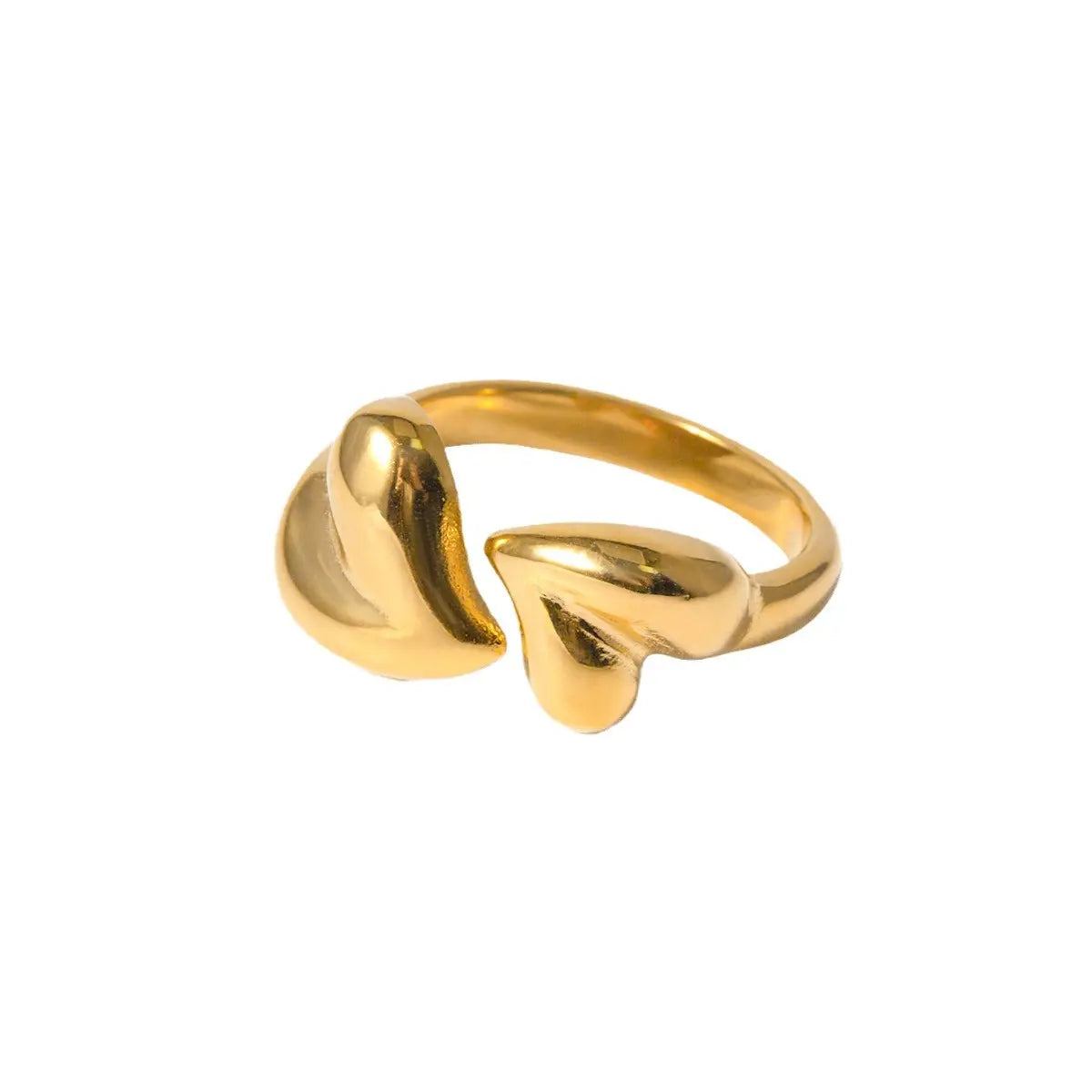 Asymmetric Heart Ring – Stainless Steel Open Adjustable Romantic Jewelry for Women CJ