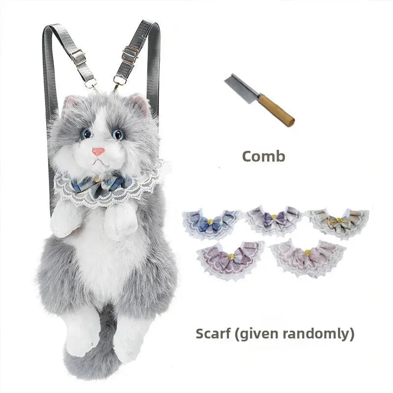 Cute Plush Animal Backpack Cat & Dog Soft School Bag | Kawaii Mini Backpack for Kids & Gifts TED