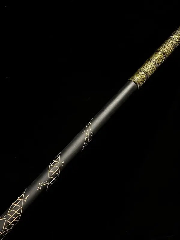 Sun Wukong Golden Staff Replica  Hand-Carved Wooden Desk Display Ornament TED