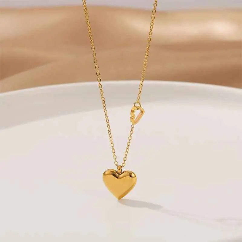 Rose Gold Heart Necklace - Full Diamond Zircon Pendant (Elegant Gift for Her)