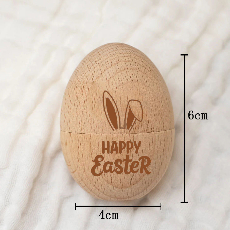 Laser Engraved Wooden Easter Eggs - Rustic Hollow Easter Ornament Decorations