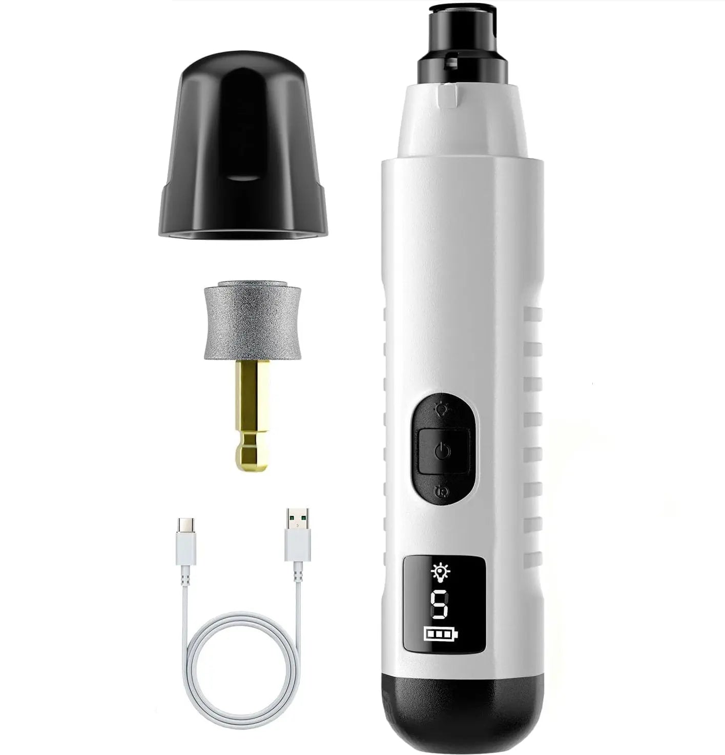 Silent Groom Pro Dog Nail Grinder – Rechargeable 5-Speed Pet Nail Trimmer with LED Light | Quiet Grooming Tool for Dogs & Cats CJ