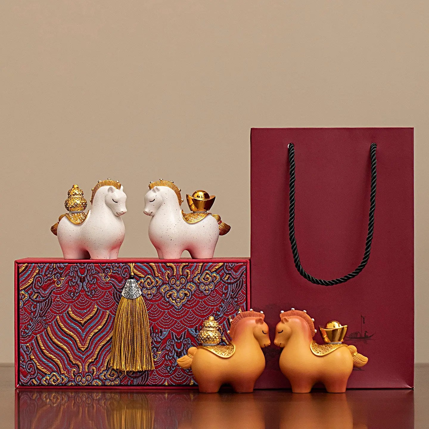 Custom Horse Figurine Gift Set Prosperity Feng Shui Horse Statue with Gift Box | Corporate & Business Gifts TED