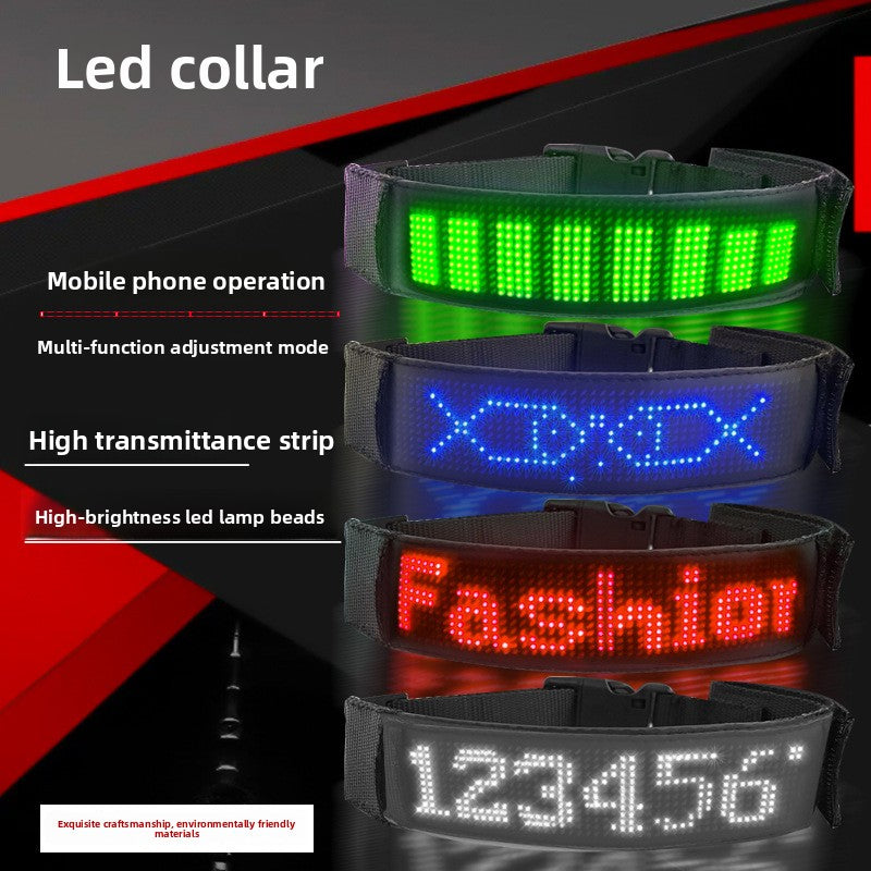 Smart LED Pet Collar with App Control - RGB Scrolling Message Dog Collar | Custom Emoji Light-Up Pet Accessory TED
