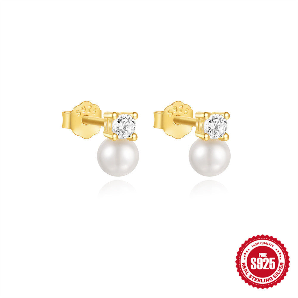 S925 Sterling Silver Star & Heart Pearl Earrings - Elegant Zirconia Drop Earrings | Valentines Day Jewelry Gift TED