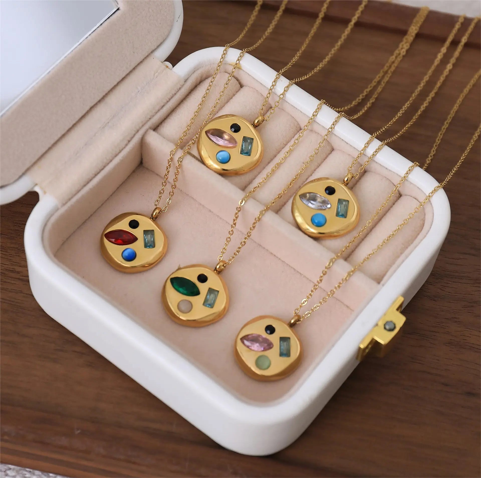 Birthstone Mom Necklace – Colorful Zircon Pendant Titanium Steel Gift for Mother CJ