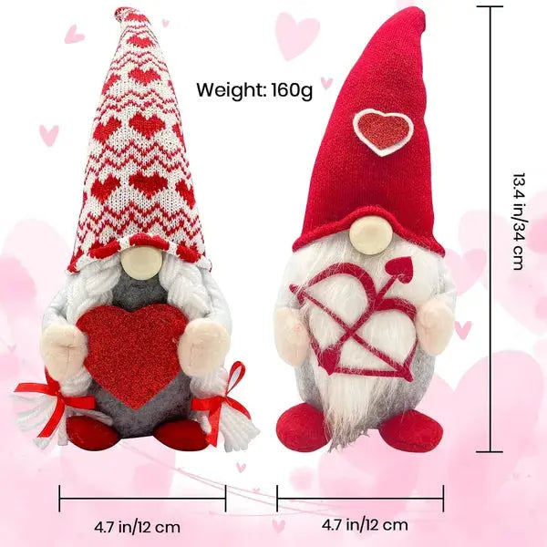 Valentine’s Day Lighted Gnome Set – 2PCS Plush Cupid Elf Decorations CJ