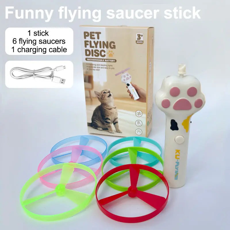 Rechargeable Cat Disc Launcher Toy – Interactive Flying Disc Fetch Toy for Cats & Dogs | Indoor & Outdoor Pet Hunting Game CJ