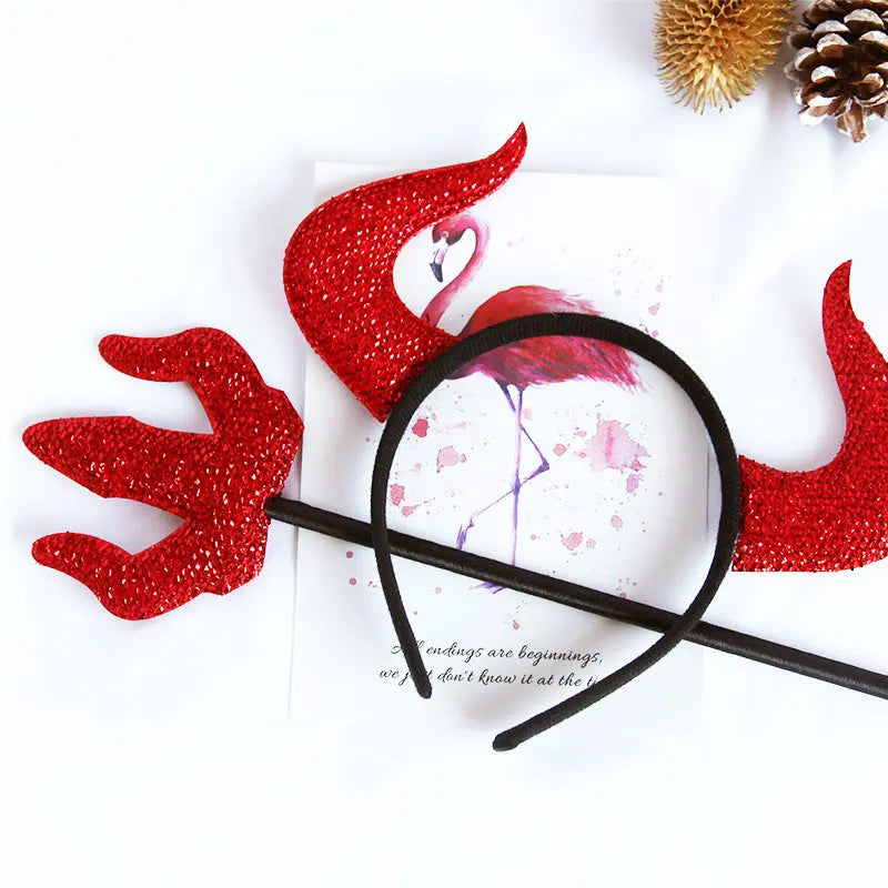 Halloween Devil Horn Headband Set – Spooky Cosplay Hair Accessories | 2PCS Party Costume Headwear CJ