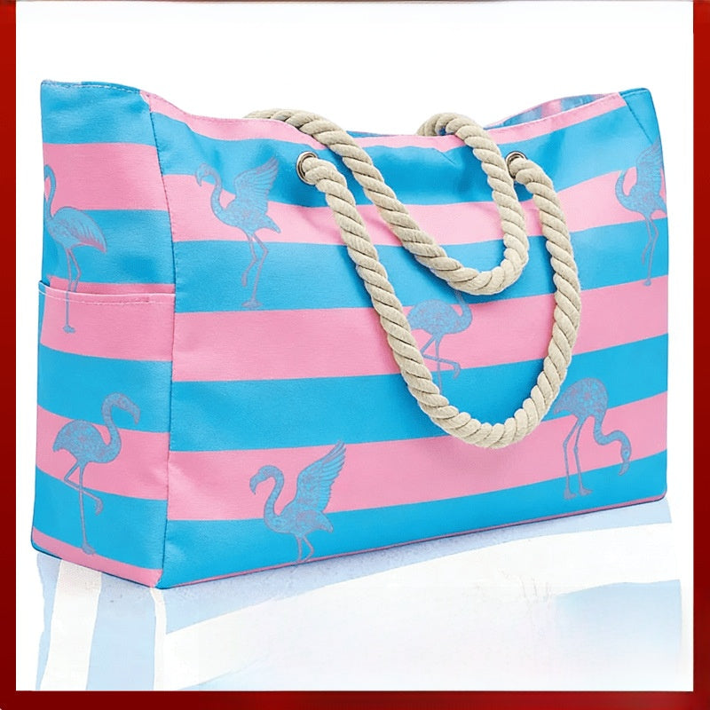 Rainbow Stripe Beach Bag - Large Capacity Beach Bag | Free Shipping