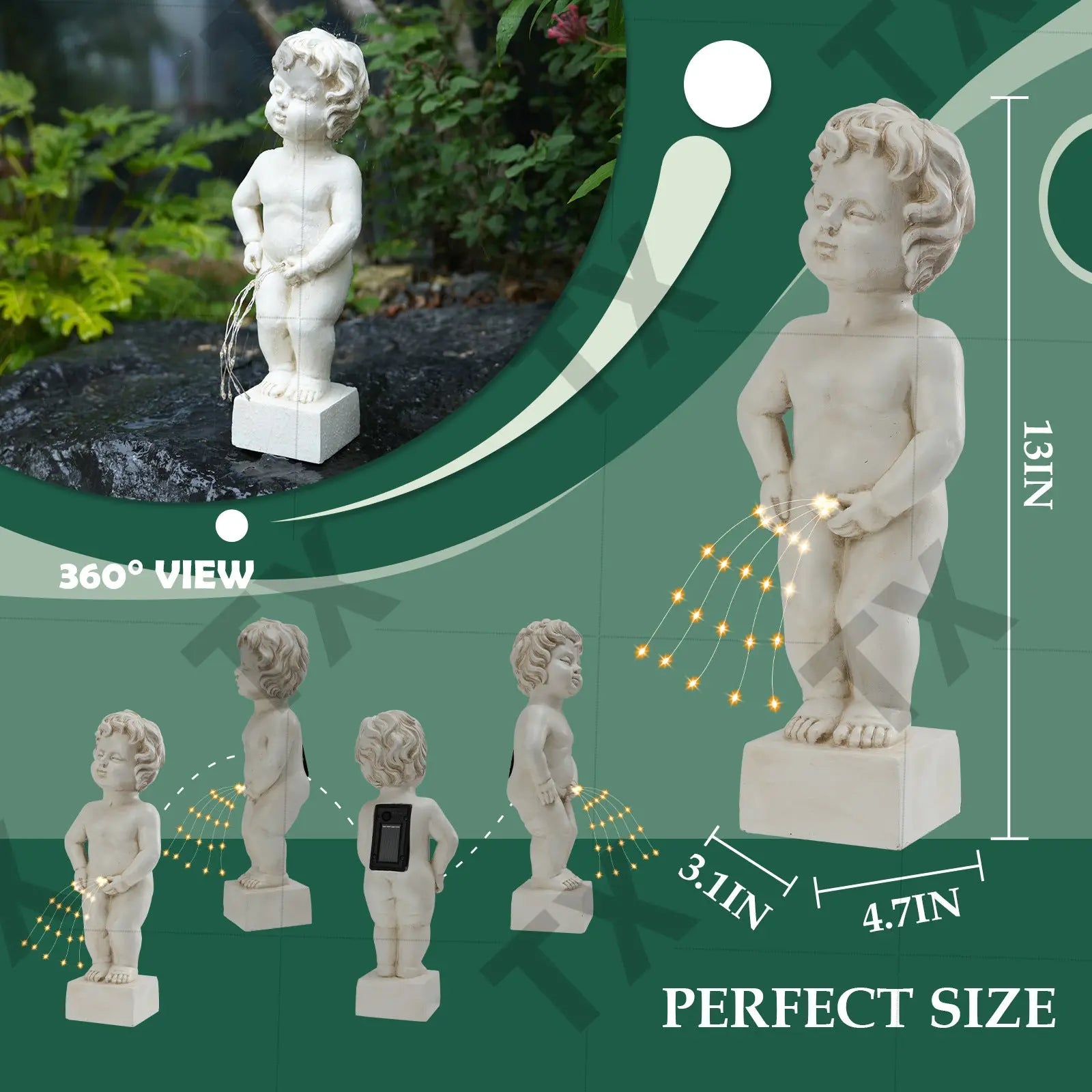 Angel LED String Light Statue - European Style Resin Garden Ornament | Decorative Courtyard & Desktop Atmosphere Light TED