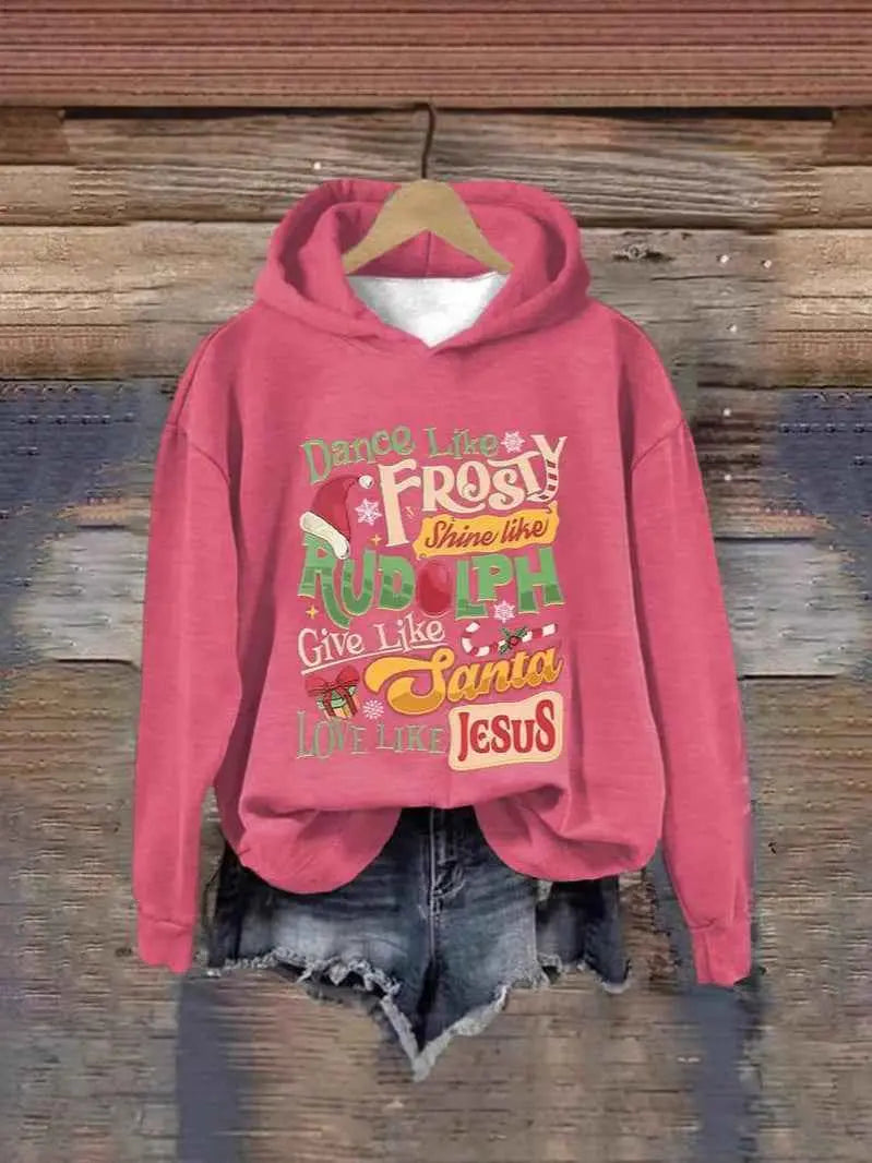 3D Christmas Hoodie - Festive Printed Pullover Sweatshirt Loose Fit Winter Hoodie