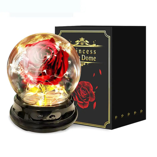 Eternal Dried Rose Lamp Gift Box – Handmade Velvet Rose Lantern | Mother’s Day Romantic Home Decor CJ