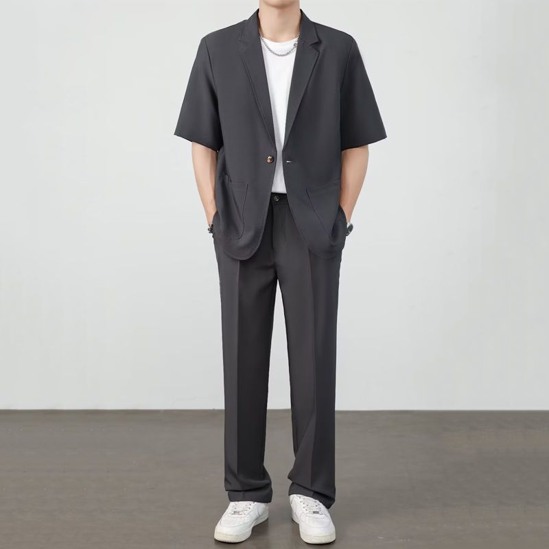 Men's Ice Silk Casual Suit Set | Lightweight Summer Suit 3-Piece Outfit - EverCharm Gifts