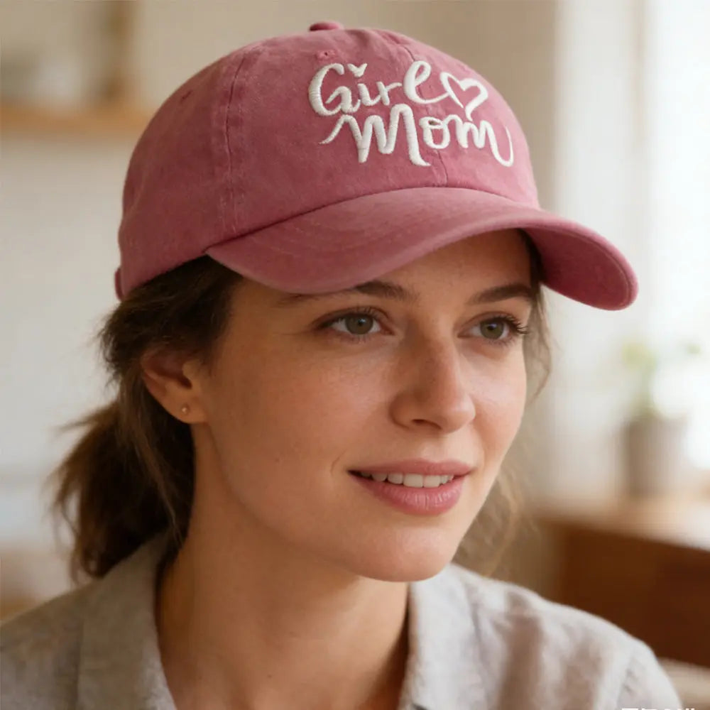 Girl Mom Hat – Adjustable Embroidered Cotton Baseball Cap Mother’s Day Gift CJ