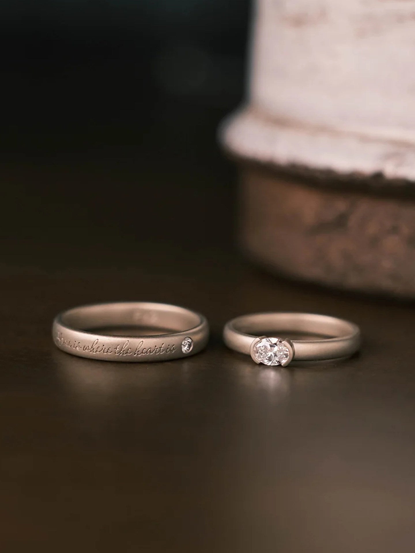 Minimalist Lab-Grown Diamond Couple Rings - 925 Sterling Silver Matching Wedding Bands | Custom Engraved Promise Rings TED